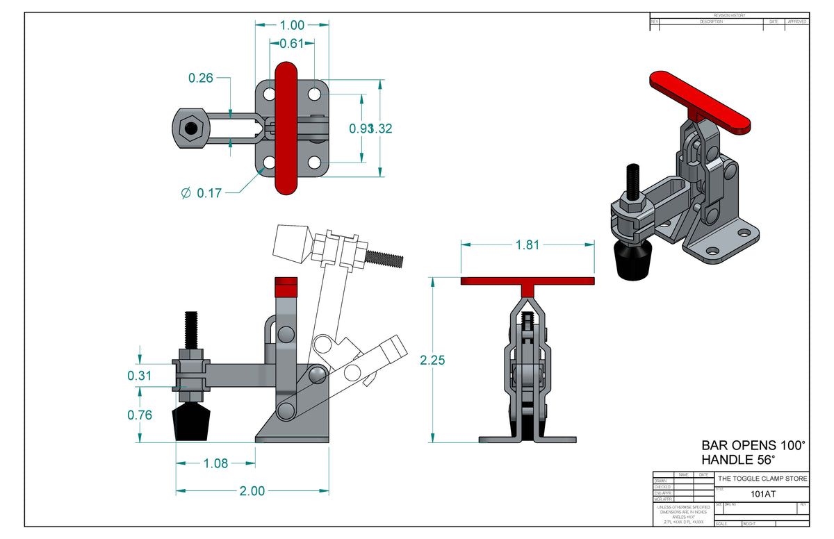 VH-101AT Vertical Handle Toggle Clamp (Cross Referenced: 201-TU)