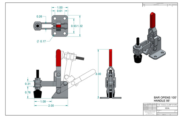 VH-101A Vertical Handle Toggle Clamp (Cross Referenced: 201-U