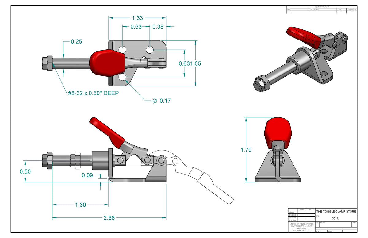 PP-301A Push Pull Toggle Clamp (Cross Referenced: 601)