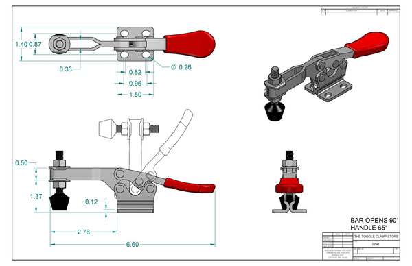 HH-225DSS Stainless Steel Horizontal Handle Toggle Clamp - The