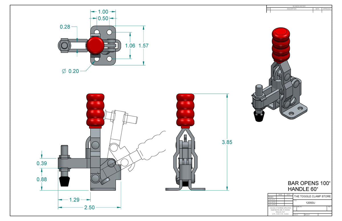 VH-12050U Vertical Handle Toggle Clamp (Cross Referenced: 202-U)