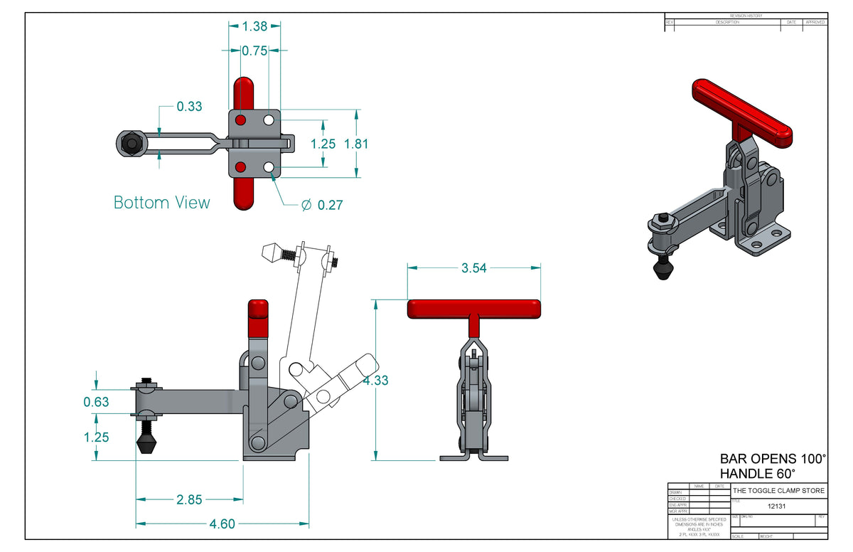 VH-12131 Vertical Handle Toggle Clamp (Cross Referenced: 207-TU)