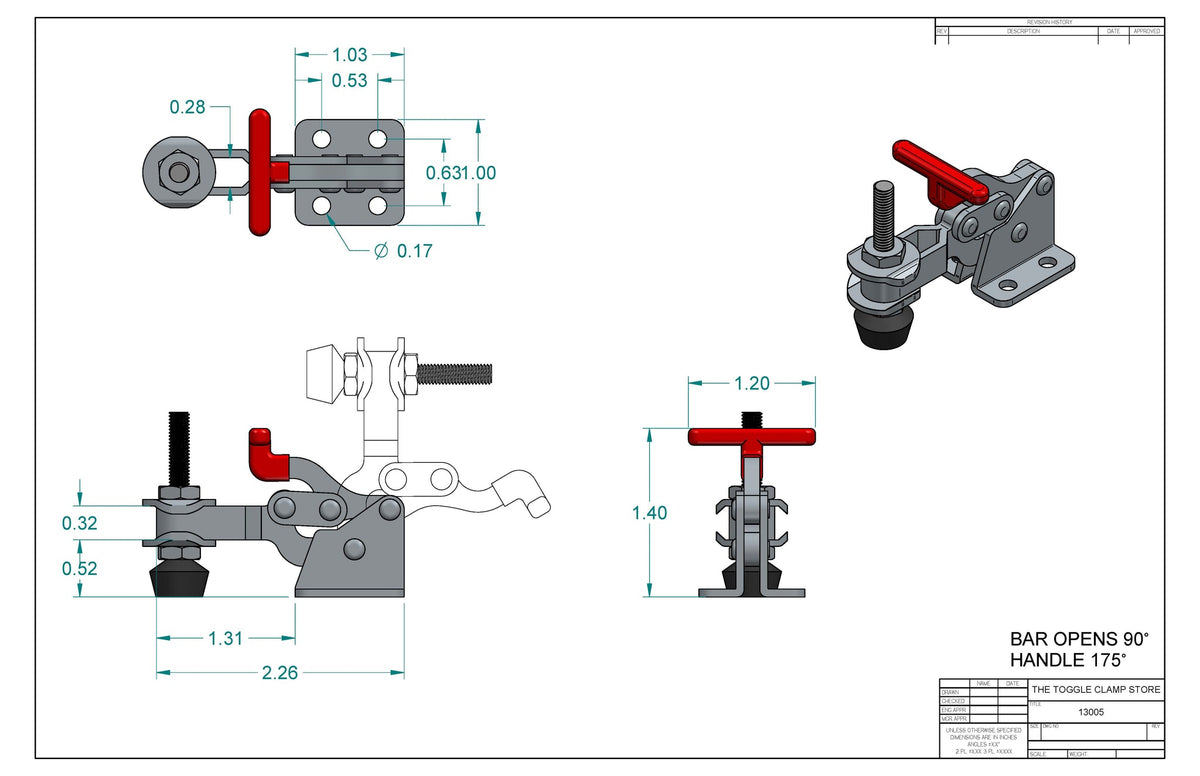 VH-13005SS Stainless Steel Vertical Handle Toggle Clamp (Cross Referenced: 305-USS)