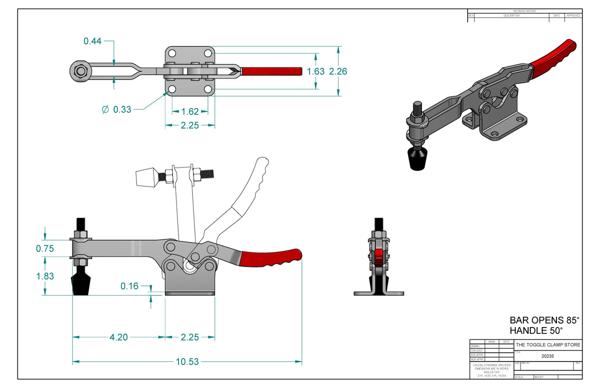 HH-20235 Horizontal Handle Toggle Clamp (Cross Referenced: 235-U)