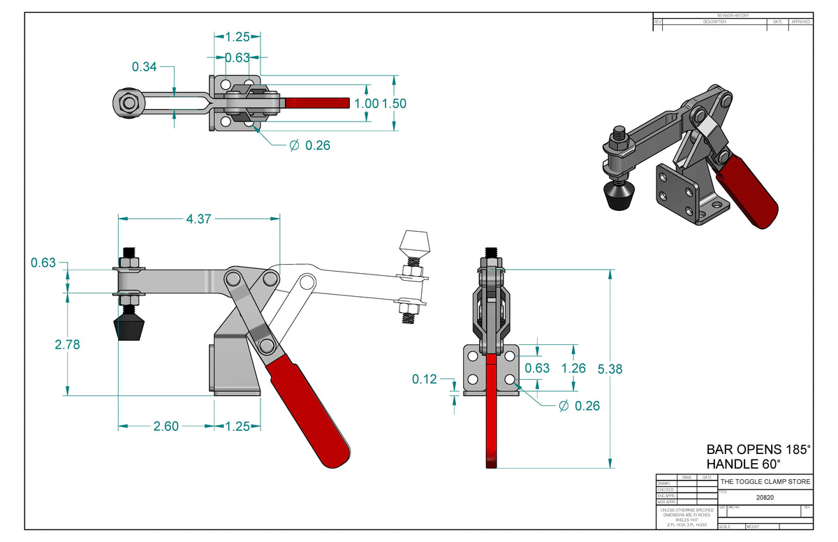 HH-20820 Horizontal Handle Toggle Clamp (Cross Referenced: 317-U)