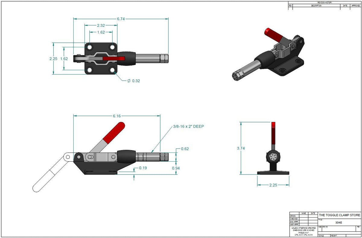 PP-304E Push Pull Toggle Clamp (Cross Referenced: 608)