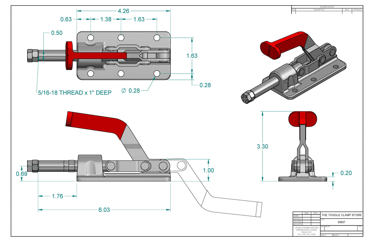 PP-30607 Push Pull Toggle Clamp (Cross Referenced: 607)