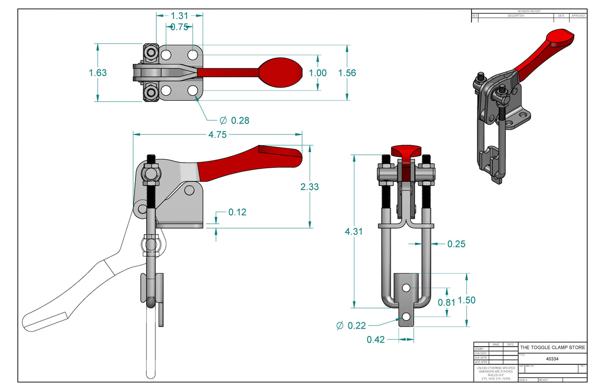 LT-40334 Latch Type Toggle Clamp (Cross Referenced: 334)