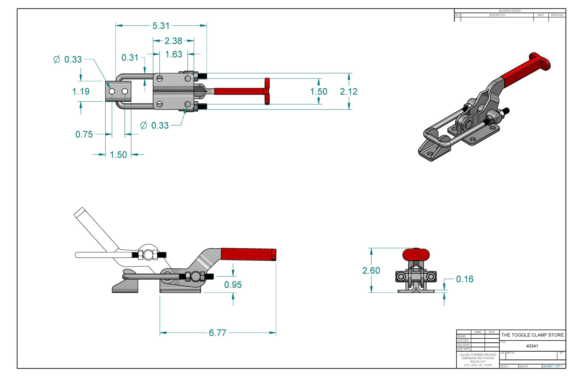 LT40341 Latch Action Toggle Clamp (Cross Referenced 341) The Toggle