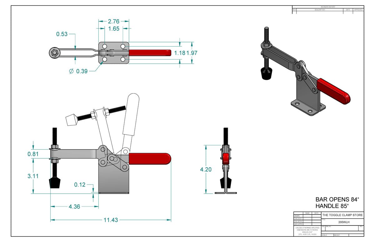 HH-200WLH Horizontal Handle Toggle Clamp
