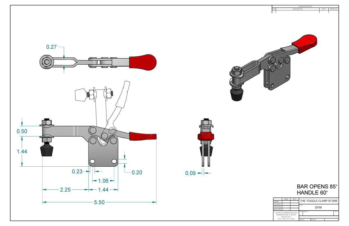 HH-201BI Horizontal Handle Toggle Clamp
