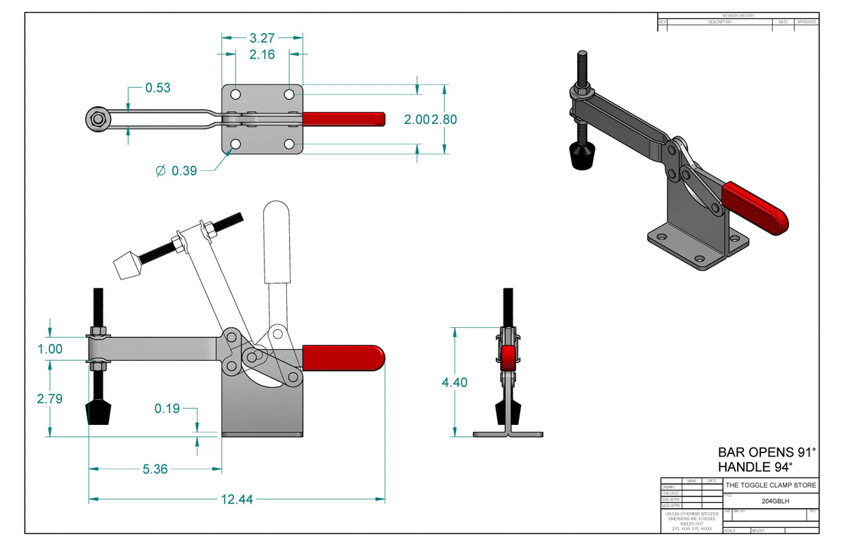 HH-204GBLH Horizontal Handle Toggle Clamp
