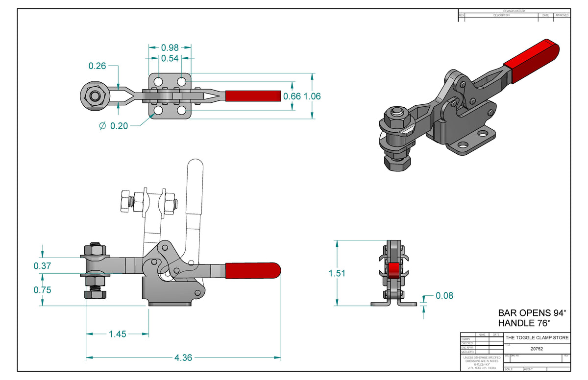 HH-20752 Horizontal Handle Toggle Clamp
