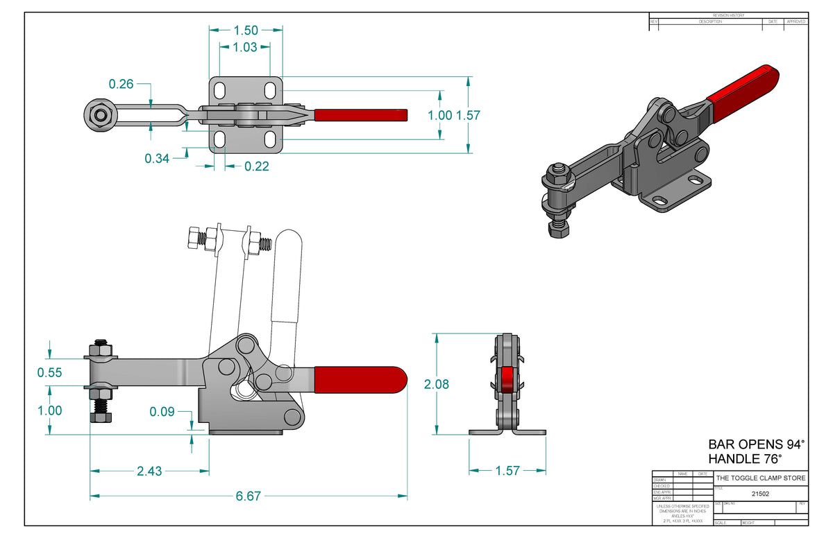 HH-21502 Horizontal Handle Toggle Clamp

