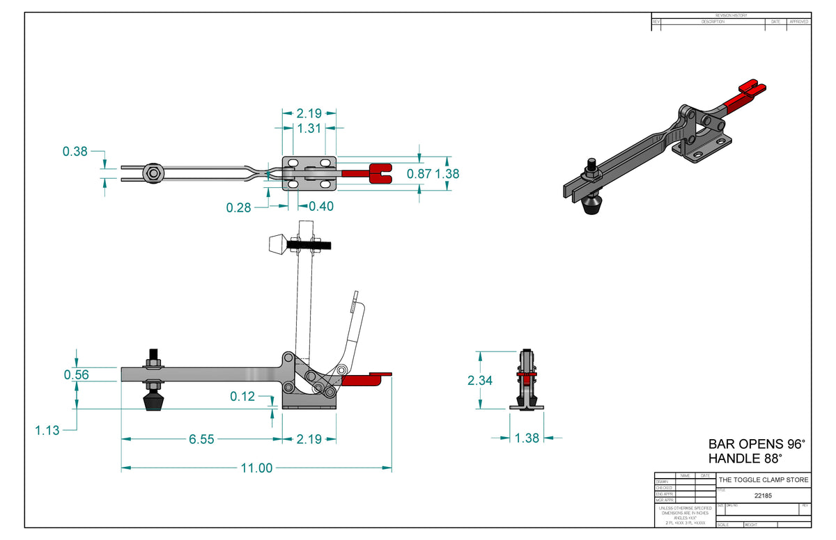 HH-22185 Horizontal Handle Toggle Clamp
