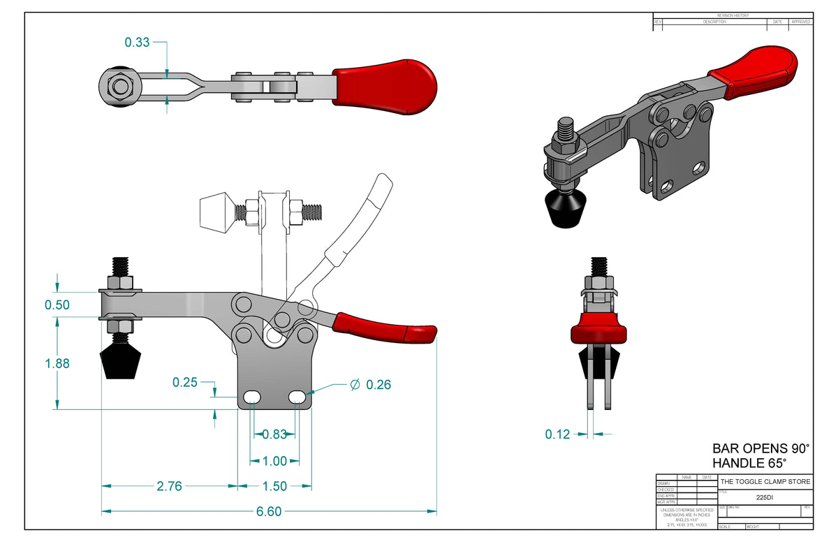 HH-225DI Horizontal Handle Toggle Clamp
