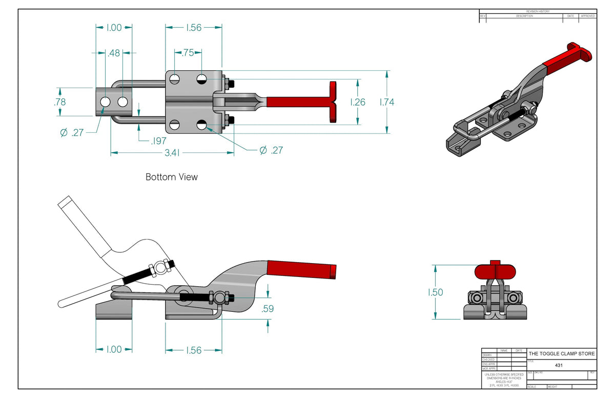 LT-431SS Stainless Steel Latch Type Toggle Clamp