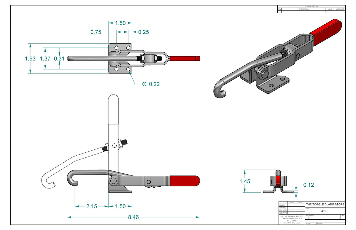 LT-451SS Stainless Steel Latch Type Toggle Clamp