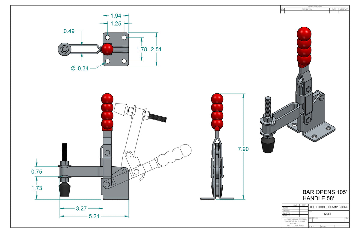 VH-12265 Vertical Handle Toggle Clamp